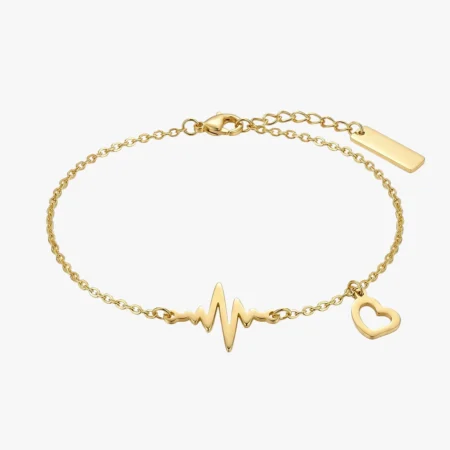 Hjerterytme ankelkæde 18k fg fra CC jewelries m. gavering | C.Centrum