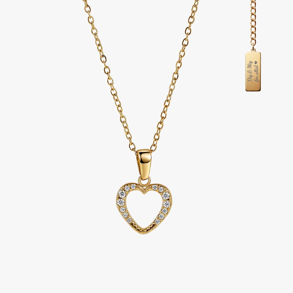 Hjerteglimt Halskæde Zirkoner 18k | Jewelries
