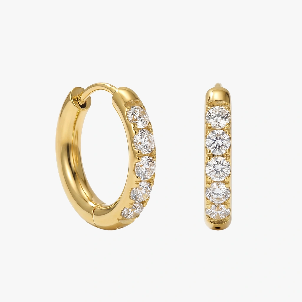 Creoler m. zirkoner, 16mm | 18k FG | CC Jewelries