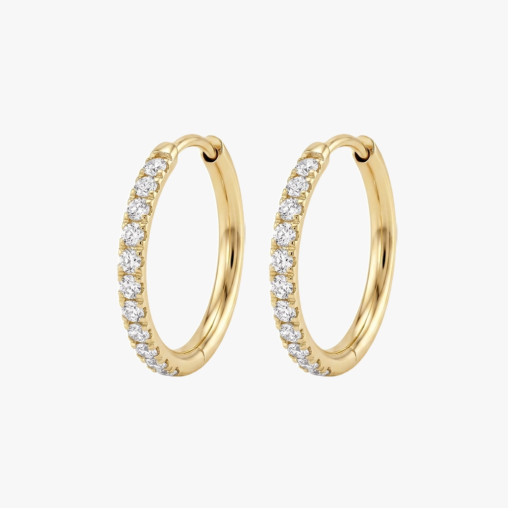 Creol øreringe m. zirkoner, 17mm, Slim | 18k FG | CC Jewelries