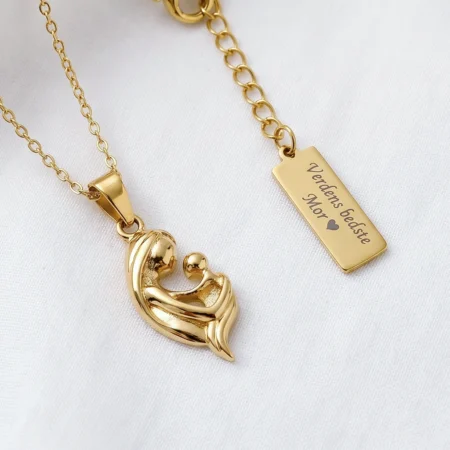 Mor og Barn halskæde fra CC jewelries med gratis gravering