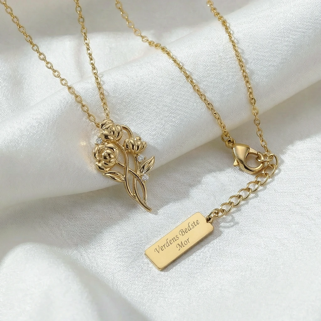 Evighedsbuketten | Mors Dag Halskæde 2026, 18K FG | CC Jewelries
