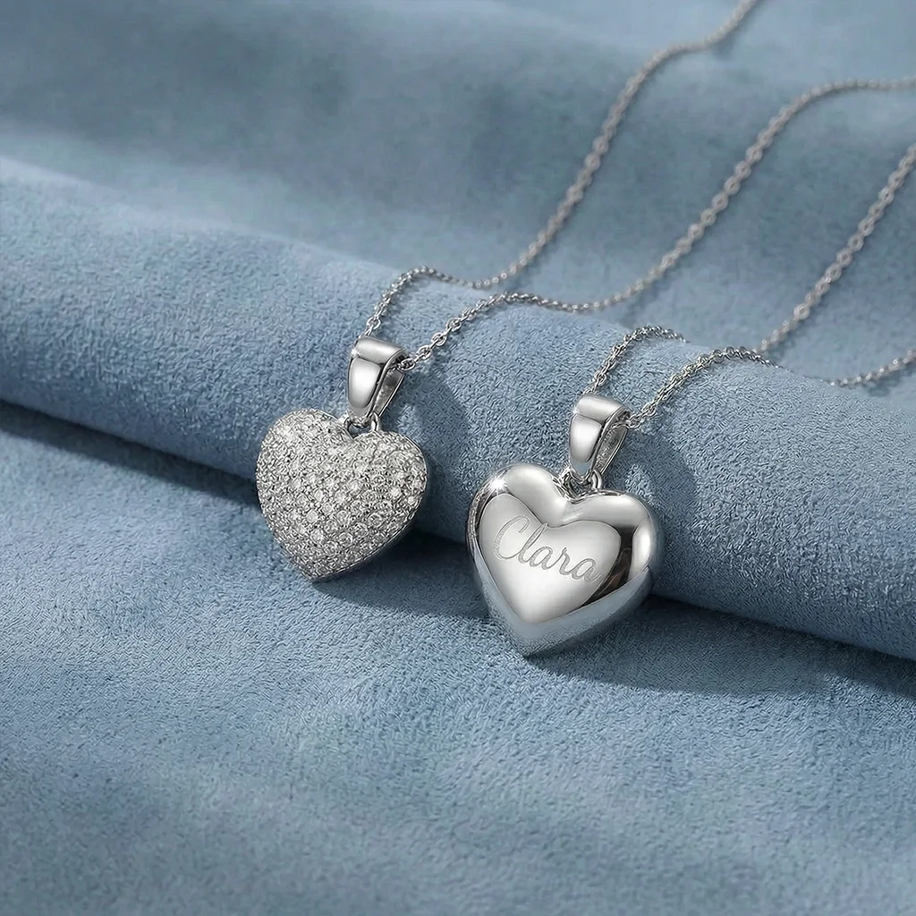 Hjerte halkæde m. zirkoner, Sølvfarvet | CC Jewelries