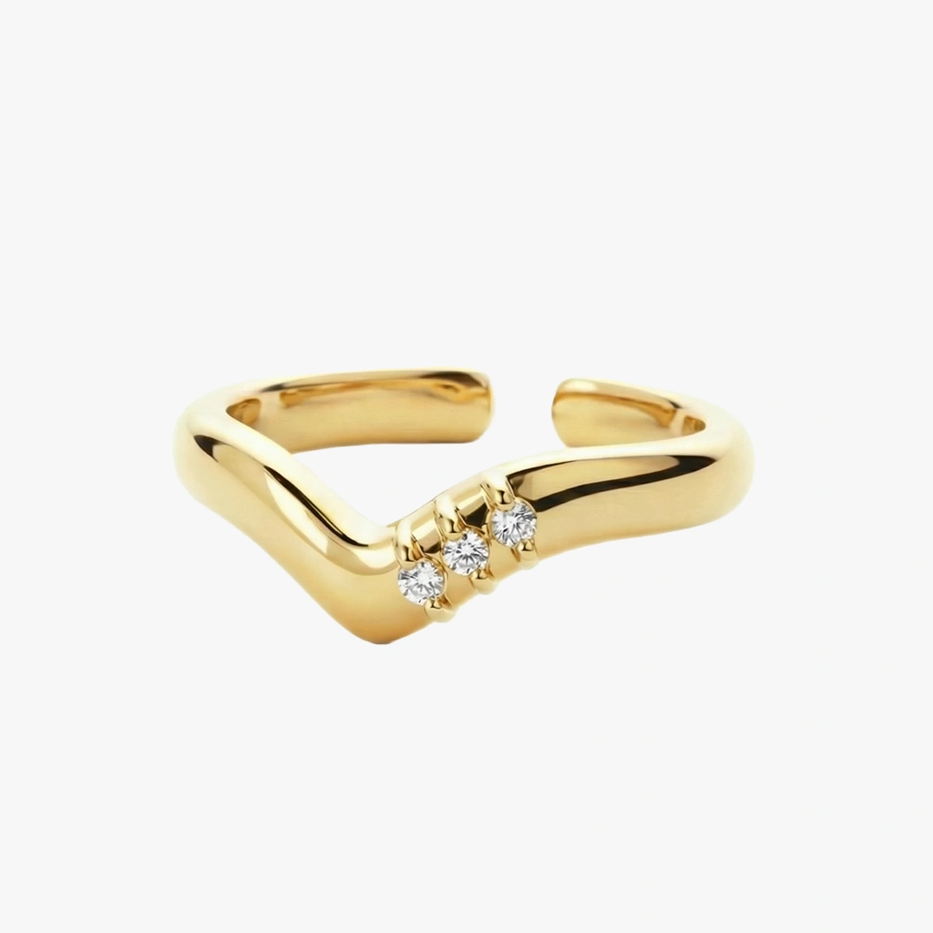 Student Ring | Livets Flamme med 3 Zirkoner, 18K FG | CC Jewelries
