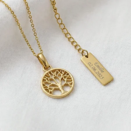 Livets træ halskæde med gravering i 8 karat guld fra Scrouples | C.Centrum