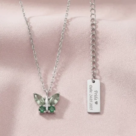 Sommerfugl Børnehalskæde, Grøn | Sølv | NOA Kids Jewellery