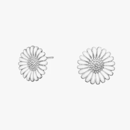Rhod. sølvørestikker Marguerit 10mm | Siersbøl
