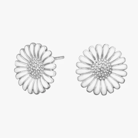 Rhod. sølvørestikker Marguerit 15mm | Siersbøl