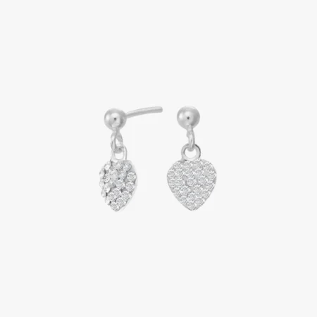 Rhod. sølvørehænger hjerte m/cz. | NOA Kids Jewellery