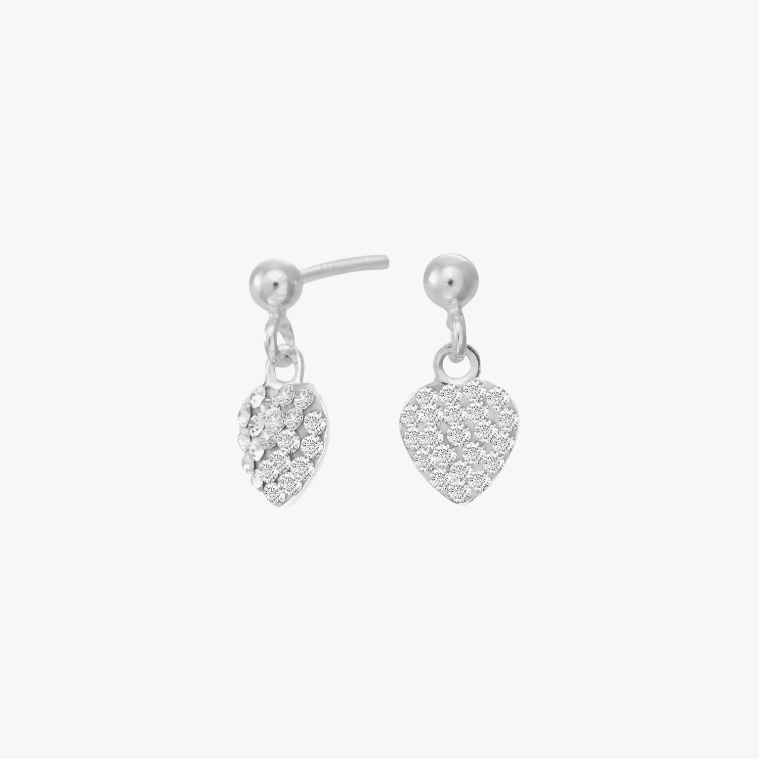 Rhod. sølvørehænger hjerte m/cz. | NOA Kids Jewellery