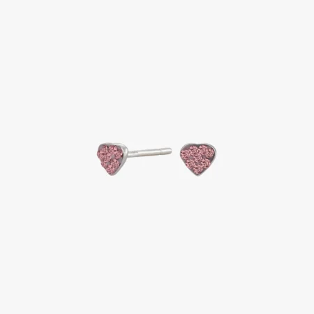 Rhod. sølvørestikker hjerte m/pink cz. | NOA Kids Jewellery