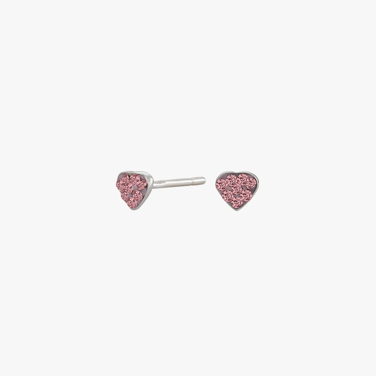 Rhod. sølvørestikker hjerte m/pink cz. | NOA Kids Jewellery