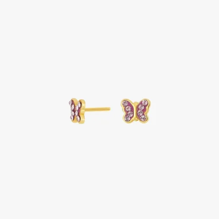 Forg. sølvørestikker sommerfugl m/ pink cz. | NOA Kids Jewellery