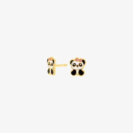 Sølvørestikker panda m/emalje - Forgyldt | NOA Kids Jewellery