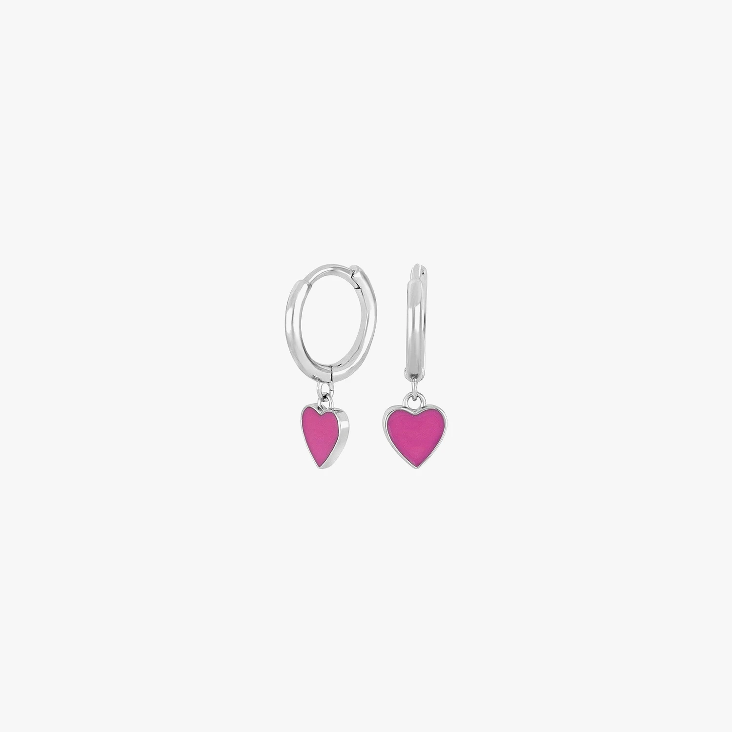 Rhd. Sølv creoler med pink emalje | NOA Kids Jewellery