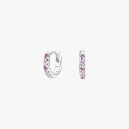 Rhd. sølvcreoler m/multi pink cz | NOA Kids Jewellery