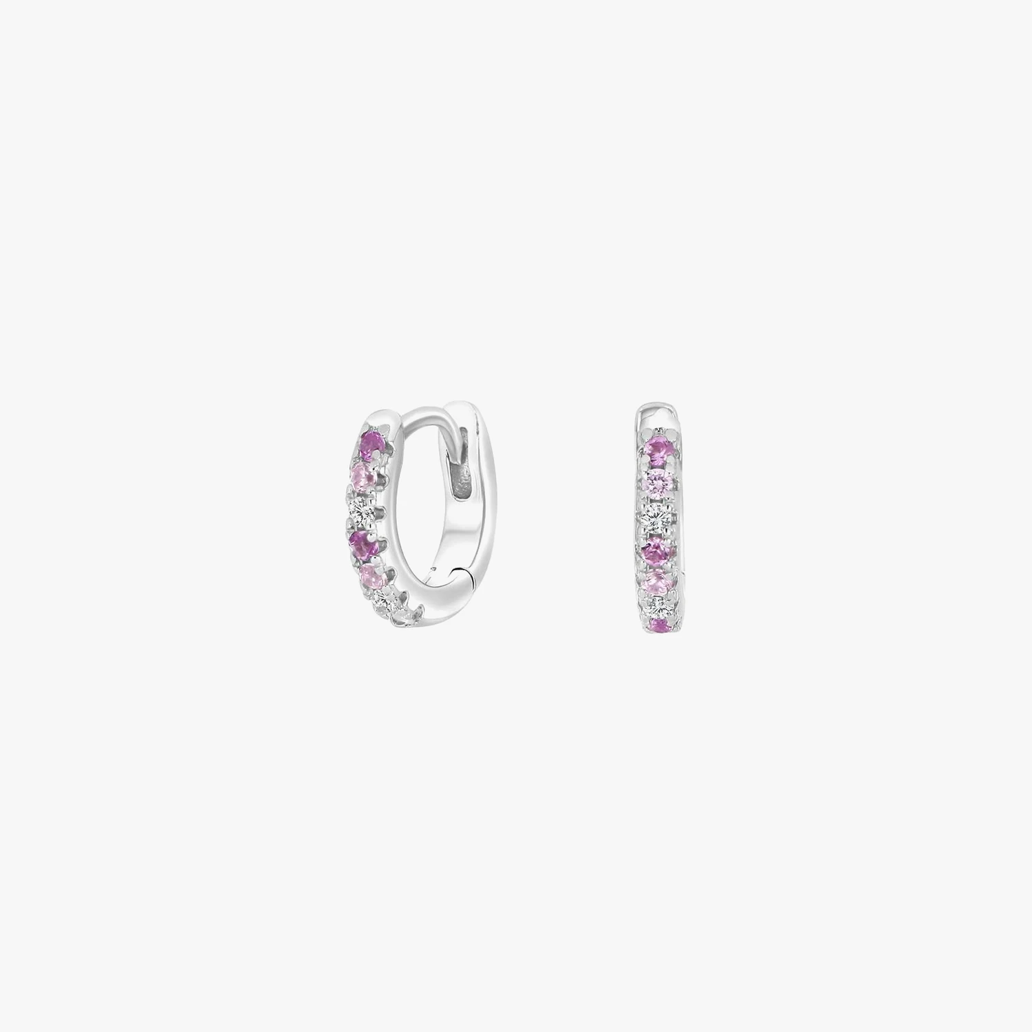 Rhd. sølvcreoler m/multi pink cz | NOA Kids Jewellery