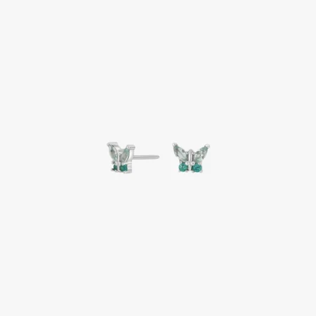 Rhd. sølvørestikker sommerfugl grøn cz | NOA Kids Jewellery