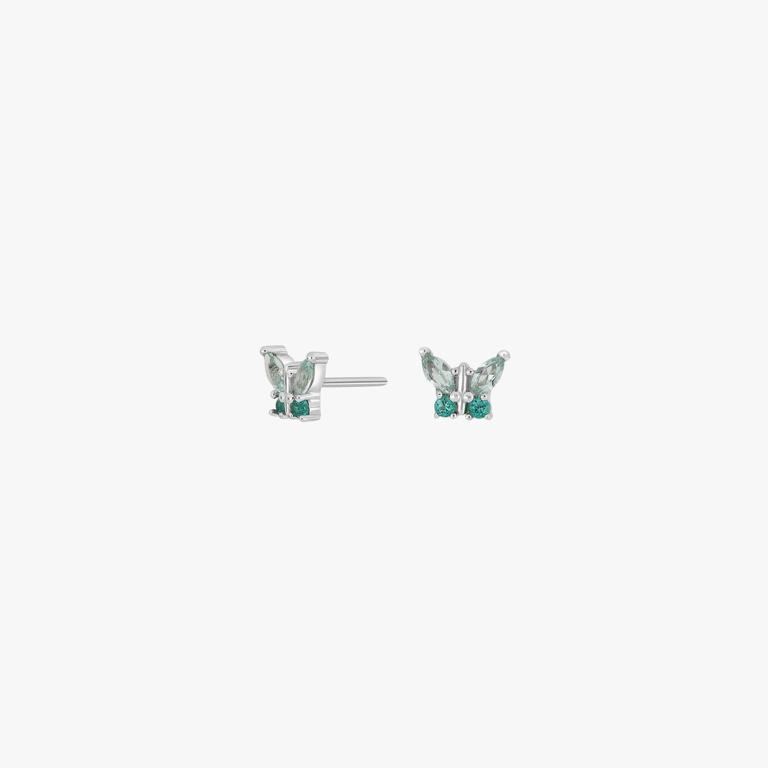 Rhd. sølvørestikker sommerfugl grøn cz | NOA Kids Jewellery