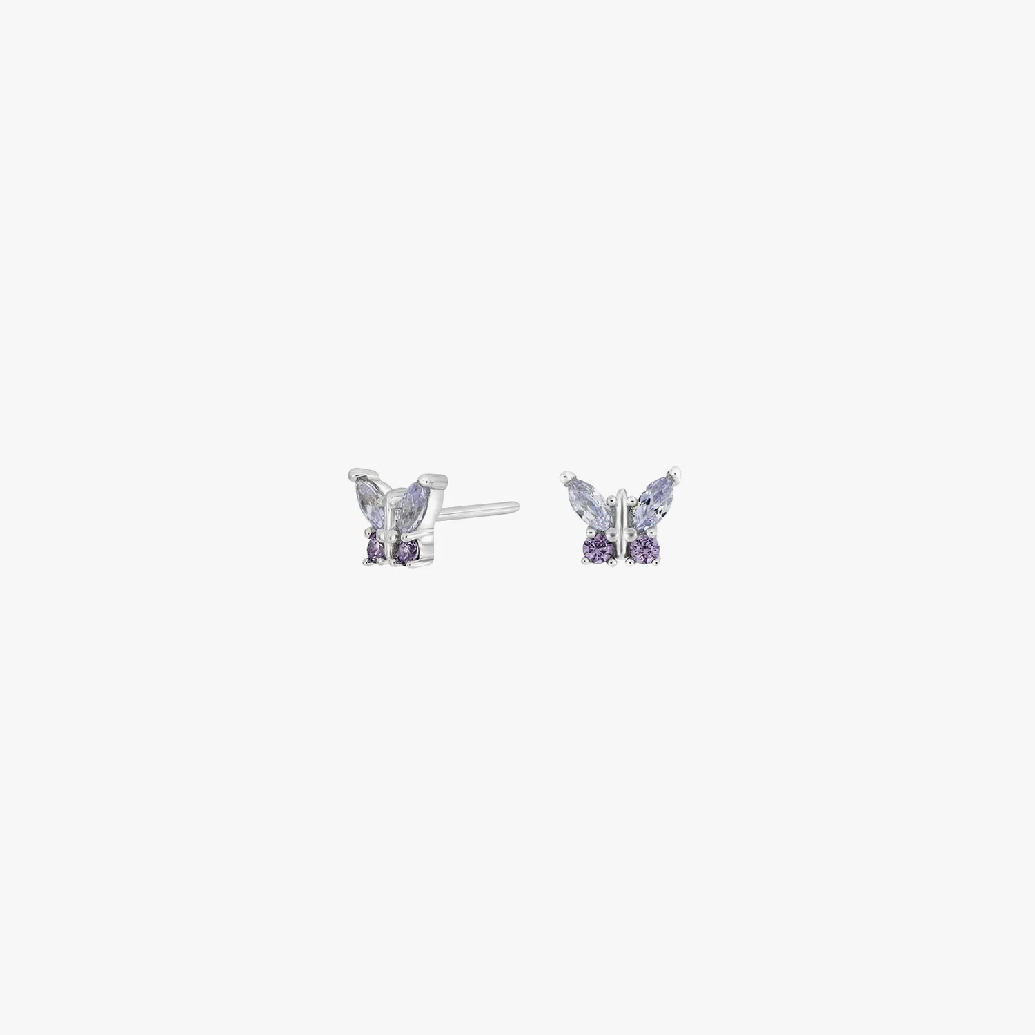 Rhd. sølvørestikker sommerfugl lilla cz | NOA Kids Jewellery