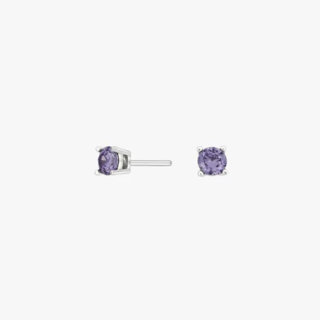 Rhd. sølvørestikker m/cz lilla | NOA Kids Jewellery