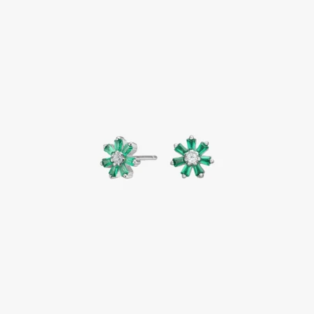 Rhd. sølvørestikker blomst m/ grøn cz | NOA Kids Jewellery