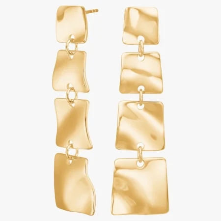 Ørehængere ONDA med fire firkantede led i 18 kt. forgyldt rustfrit stål | Nordahl Jewellery