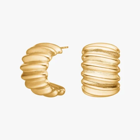 Brede lagdelte creoler SALINO i 18 kt. forgyldt rustfrit stål | Nordahl Jewellery