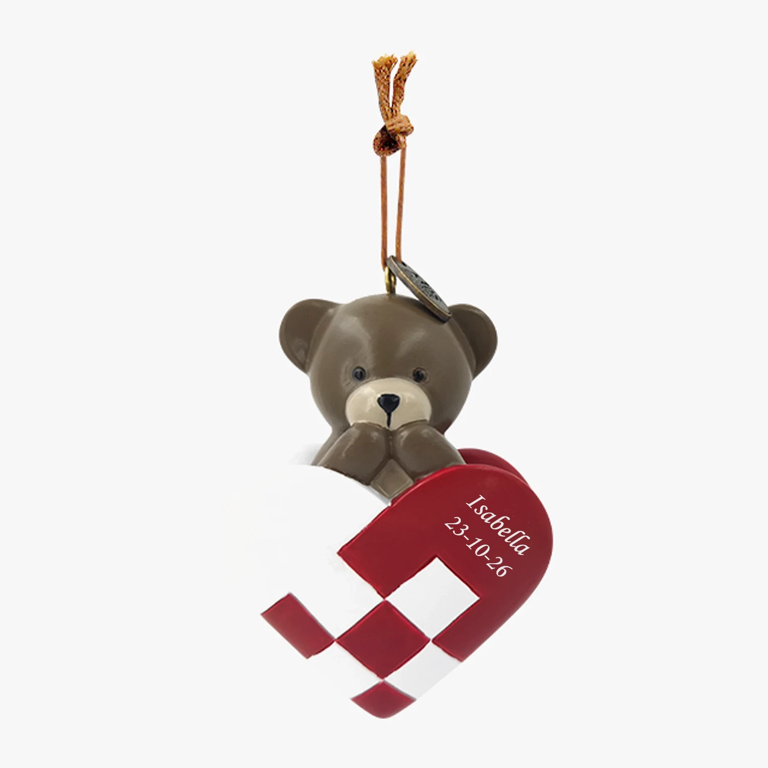 Flettet hjerte med brun bamse, Ophæng | Kids by Friis
